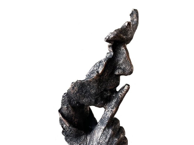 XL Resin Sculpture Decorative resin golden design h100cm Zoom profile Statue Visage silence - Sculpture tête déco - Objet décoratif de salon- Objet d'art en résine argentée - Sculpture ornement intérieur - Décoration d'intérieur