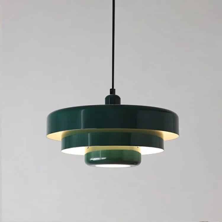 Plafonnier suspension et abat-jour vert, design métal Lampe plafonnier design vintage - Suspension lumineuse déco - Objet décoratif luminaire - Lampe abat-jour décoratif - Eclairage ornement intérieur - Déco Feu - Maison feng shui - idée cadeau déco