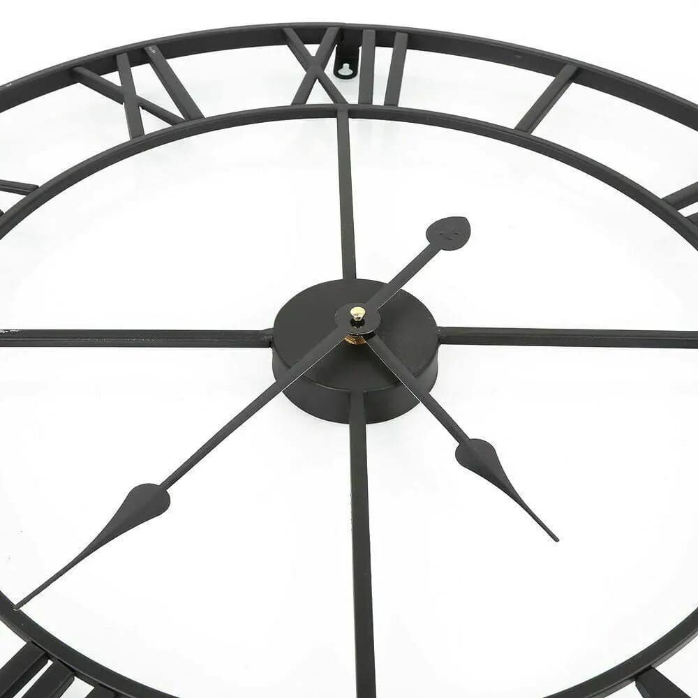 Grande horloge murale noire 3D modernes chiffres romains rond silencieux Grande horloge noire murale déco - Horloge moderne chiffres romains - Décoration d'intérieur murale - Déco ornement originale - Cadeau déco - idée cadeau crémaillère