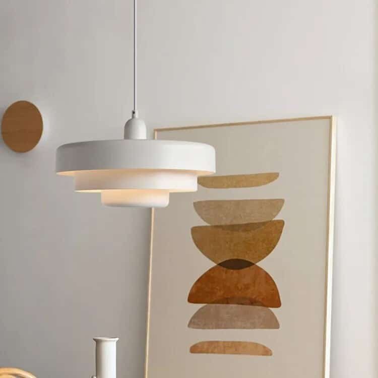 Plafonnier suspension et abat-jour blanc, design métal Lampe plafonnier design vintage - Suspension lumineuse déco - Objet décoratif luminaire - Lampe abat-jour décoratif - Eclairage ornement intérieur - Déco Feu - Maison feng shui - idée cadeau déco