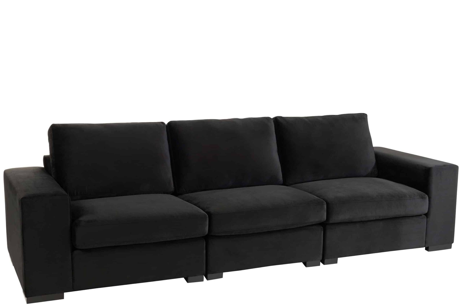 Canapé 3 places tissu velours design noir - Mobilier déco chic et tendance - Mobilier de salon - Meuble d'intérieur assise classique- Décoration d'intérieur - Déco confort- Maison feng shui - Cadeau crémaillère