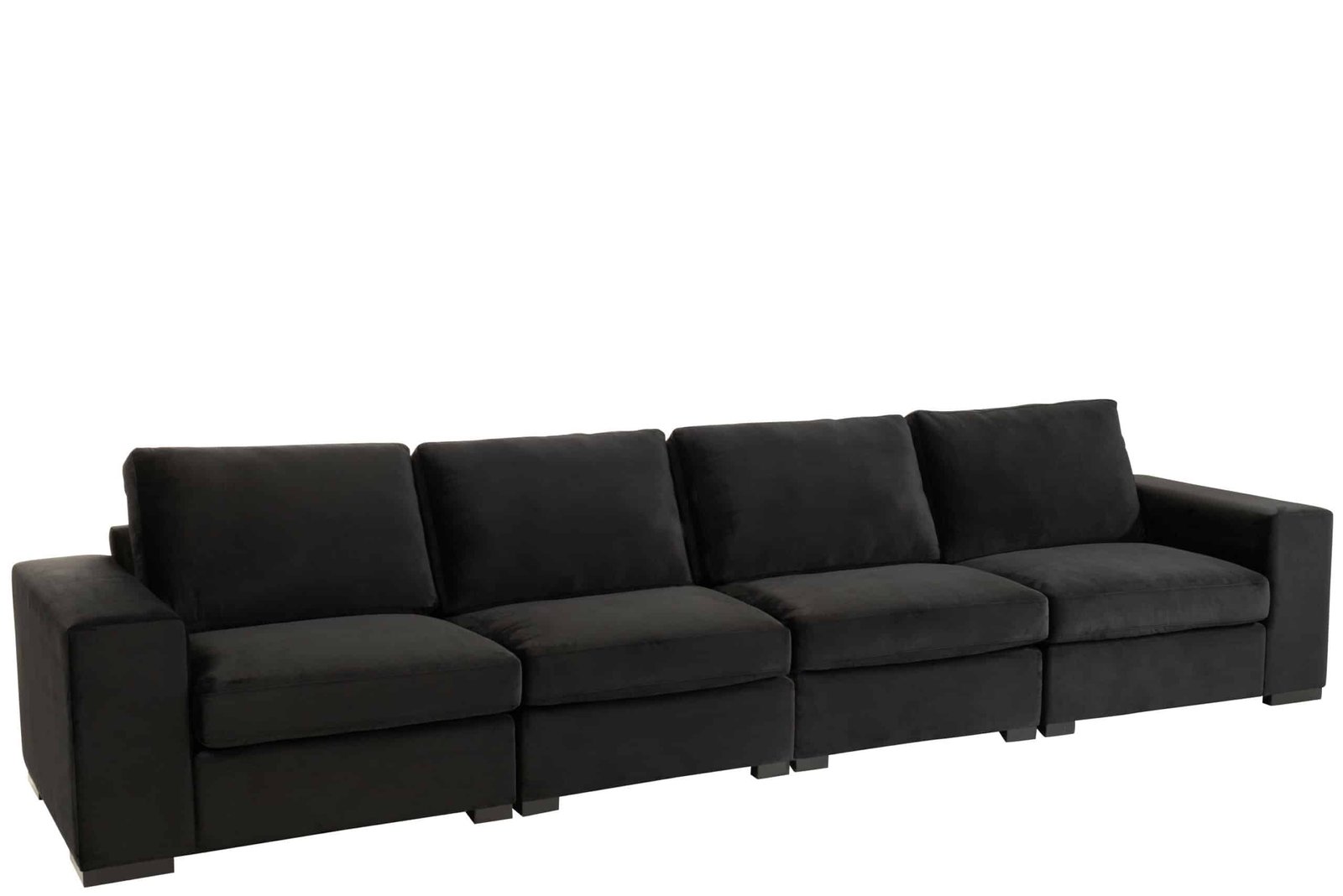 Canapé tissu velours design noir - Mobilier déco chic et tendance - Mobilier de salon - Meuble d'intérieur assise classique- Décoration d'intérieur - Déco confort- Maison feng shui - Cadeau crémaillère