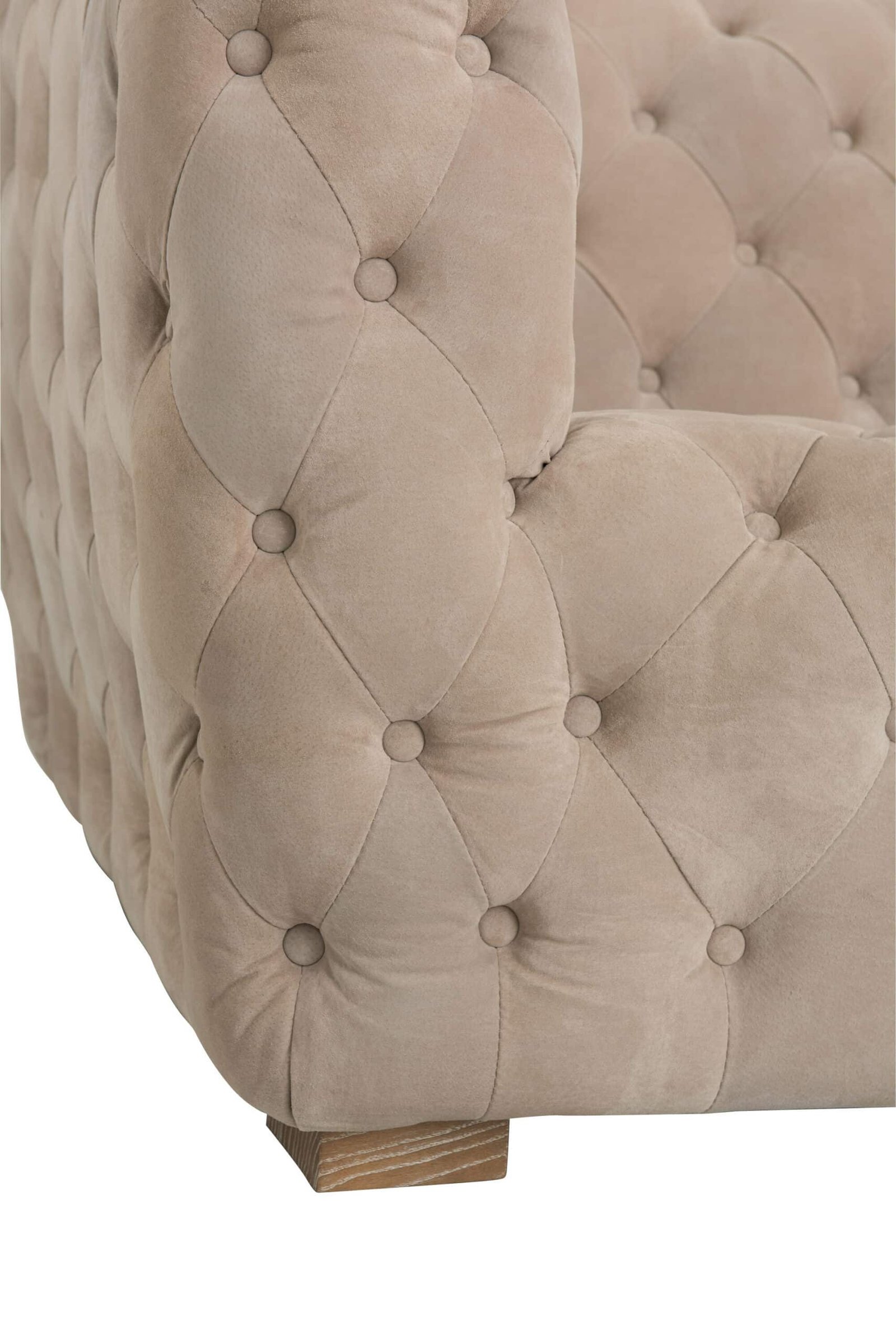3-seater beige velvet sofa with buttons (5)