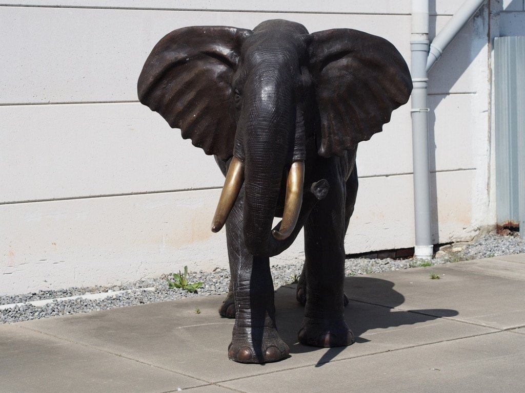 Elephant face sculpture Eléphant sculpture bronze - éléphant décoratif - Objet décoratif Savane - Décoration d'intérieur et extérieur Sauvage - Œuvre d'art éléphant en bronze - Sculpture ornement jardin protection - Déco Métal - Déco animale - Jardin feng shui - Cadeau déco art