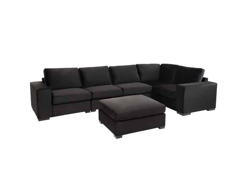 Canapé modulable tissu design noir - Mobilier déco chic et tendance - Mobilier de salon - Meuble d'intérieur assise classique- Décoration d'intérieur - Déco confort- Maison feng shui - Cadeau crémaillère