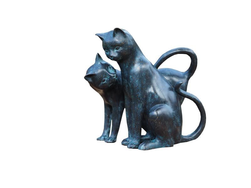 Cuddly cats sculpture H 30 cm, bronze Chats statue - Chats décoratifs - Objet décoratif chats - Décoration d'intérieur chat - Objet d'art en bronze bleuté - Sculpture ornement - Déco animale - Maison feng shui - Cadeau déco