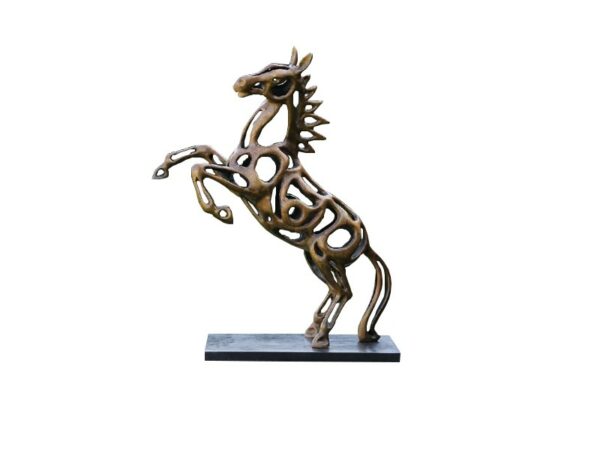 Sculpture Cheval cabré H 56 cm, bronze