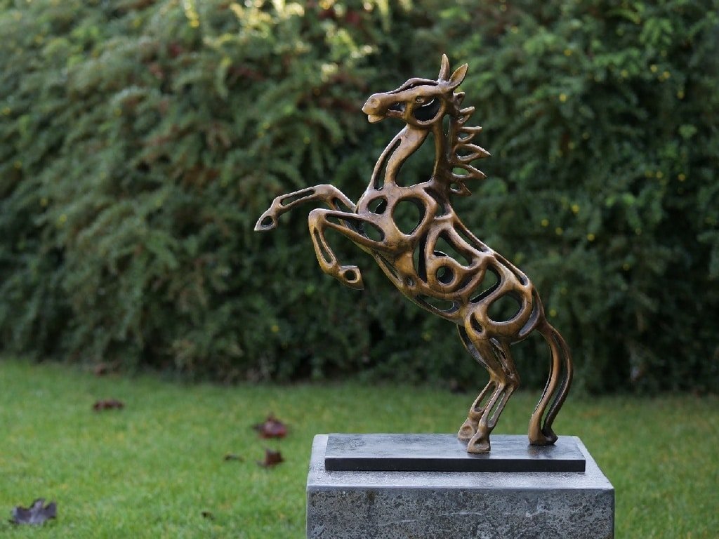 Rearing Horse Sculpture, bronze Statue Cheval - Sculpture animale équestre - Objet décoratif cheval - Objet d'art en bronze - Sculpture ornement décoration d'extérieur - Déco animale - Maison feng shui - Cadeau souvenir - Trophé
