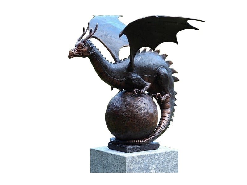 Sculpture Dragon sur boule 2024 en bronze Dragon sculpture bronze - Dragon décoratif - Objet décoratif Dragon - Décoration d'intérieur bronze - Oeuvre d'art en bronze - Sculpture ornement jardin - Déco Métal - Déco animale - Maison feng shui - Cadeau déco art