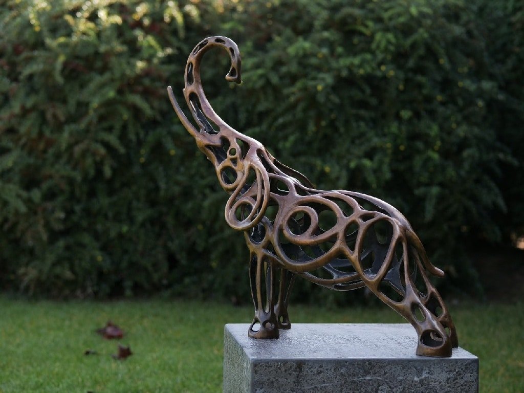 Geometric Elephant Sculpture, Bronze Statue Eléphant - Sculpture animale - Objet décoratif éléphant - Objet d'art en bronze - Sculpture ornement décoration d'extérieur - Déco animale - Maison feng shui - Cadeau départ en retraite