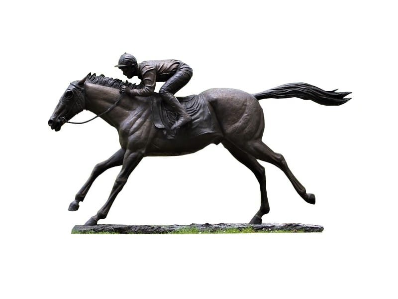 Sculpture Grand Cheval au galop Et Jockey, Bronze Statue Cheval de course et jockey- Sculpture animale équestre - Objet décoratif cheval - Objet d'art en bronze - Sculpture ornement décoration d'extérieur - Déco animale - Maison feng shui - Cadeau souvenir