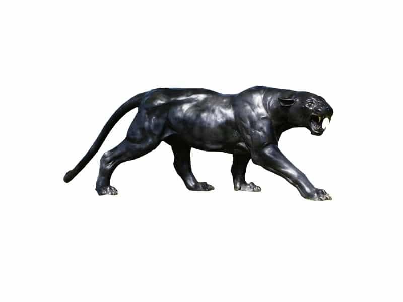 Large Black Panther Bronze Sculpture Panthère noire sculpture bronze - Félin décoratif - Objet décoratif chat sauvage - Décoration d'intérieur féline - Oeuvre d'art en bronze - Sculpture ornement jardin - Déco Métal - Déco animale - Jardin feng shui - Cadeau déco art