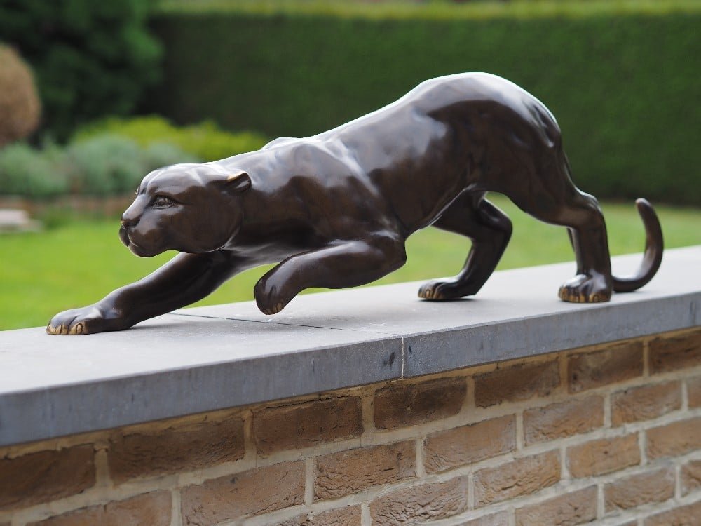 Bonze Cheetah Sculpture Guépard sculpture bronze - Félin décoratif - Objet décoratif chat sauvage - Décoration d'intérieur féline - Oeuvre d'art en bronze - Sculpture ornement jardin - Déco Métal - Déco animale - Maison feng shui - Cadeau déco art