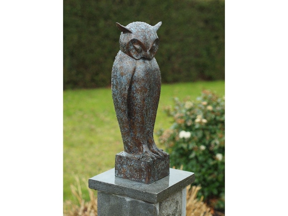 Bronze Owl Sculpture Hibou statue - Hibou sculpture décorative - Objet décoratif Hibou - Décoration d'intérieur hibou - Objet d'art en bronze bleuté - Sculpture ornement - Déco animale - Maison feng shui - Cadeau déco