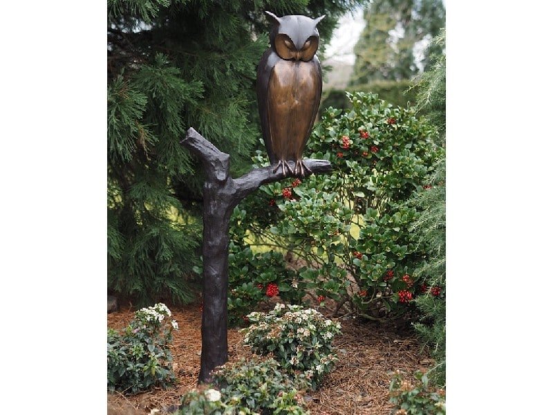 Sculpture Hibou sur branche, bronze Hibou sculpture bronze - Hibou décoratif - Objet décoratif Hibou sur sa branche - Décoration d'extérieur bronze - Œuvre d'art en bronze - Sculpture ornement jardin - Déco Métal - Déco animale - Jardin feng shui - Cadeau déco art