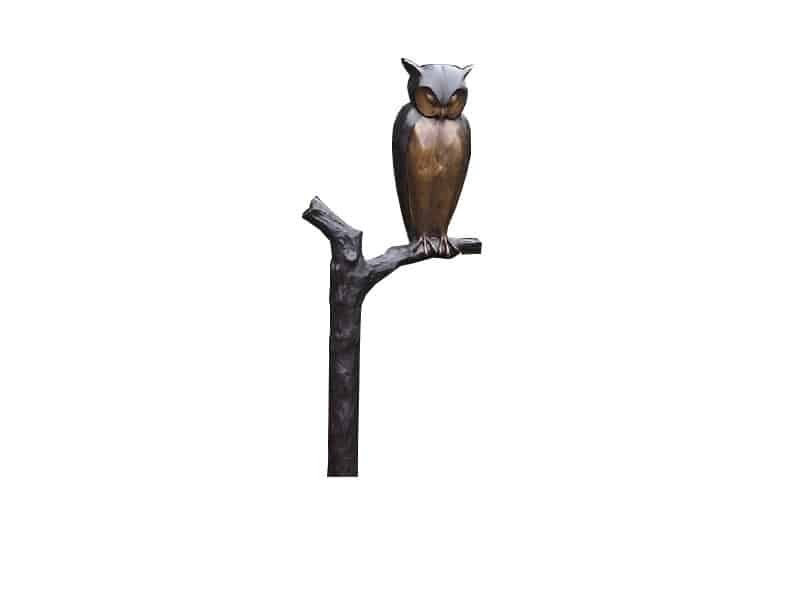 Sculpture Hibou sur branches en bronze Hibou sculpture bronze - Hibou décoratif - Objet décoratif Hibou sur sa branche - Décoration d'extérieur bronze - Œuvre d'art en bronze - Sculpture ornement jardin - Déco Métal - Déco animale - Jardin feng shui - Cadeau déco art