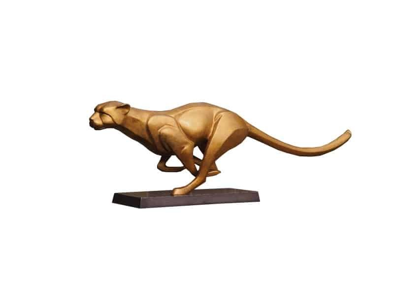 Sculpture Jaguar en chasse, Bronze Jaguar sculpture bronze or - Félin décoratif - Objet décoratif chat sauvage - Décoration d'intérieur féline - Oeuvre d'art en bronze - Sculpture ornement - Déco Métal - Déco animale - Maison feng shui - Cadeau déco art