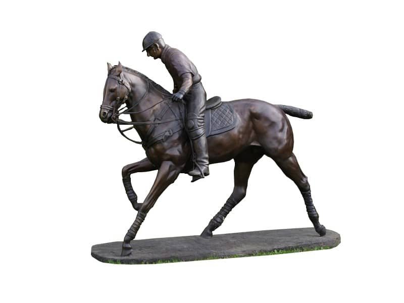 Polo Player Sculpture H152 cm, Bronze Statue Cheval de polo - Sculpture animale équestre - Objet décoratif cheval - Objet d'art en bronze - Sculpture ornement décoration d'extérieur - Déco animale - Maison feng shui - Cadeau souvenir