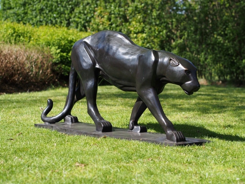 Bronze Panther Sculpture 4 Grande Panthère sculpture bronze - Félin décoratif - Objet décoratif chat sauvage - Décoration d'intérieur et extérieur féline - Œuvre d'art en bronze - Sculpture ornement jardin - Déco Métal - Déco animale - Jardin feng shui - Cadeau déco art