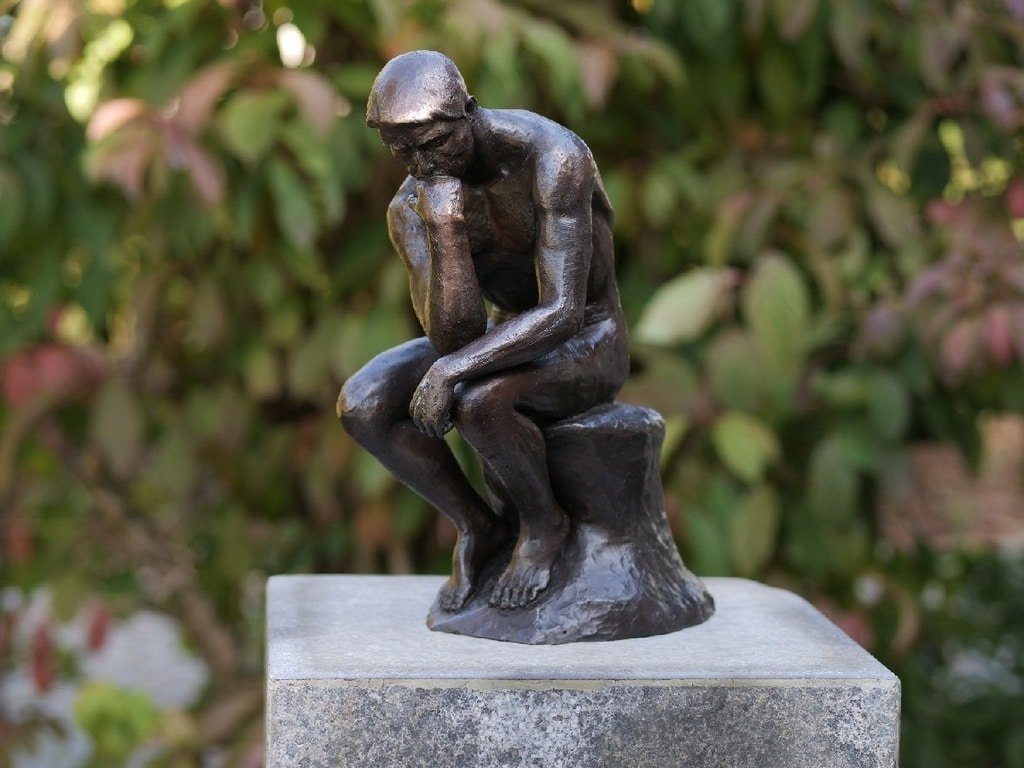 Rodin Thinker Sculpture H 29 cm Statue Penseur de Rodin- Sculpture Rodin - Objet décoratif penseur - Objet d'art en bronze - Sculpture ornement décoration d'extérieur - Déco méditation - Maison feng shui - Cadeau départ en retraite