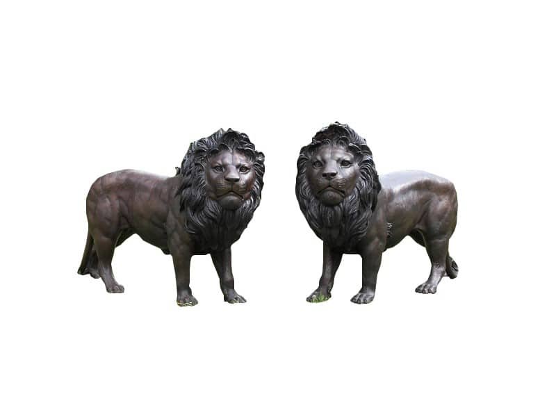 Lions couple sculpture 1m, bronze Grands Lions sculpture bronze - Lion décoratifs - Objet décoratif Savane - Décoration d'intérieur et extérieur Sauvage - Œuvre d'art Lions en bronze - Sculpture ornement jardin protection - Déco Métal - Déco animale - Jardin feng shui - Cadeau déco art