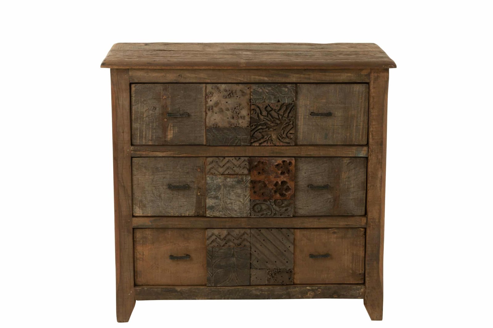 Antiqued wood pattern chest of drawers, Wood H 95 cm (2) Commode design bois vieilli - Mobilier déco chic et tendance - Mobilier de salon - Meuble d'intérieur assise classique- Décoration d'intérieur - Déco confort- Maison feng shui - Cadeau crémaillère