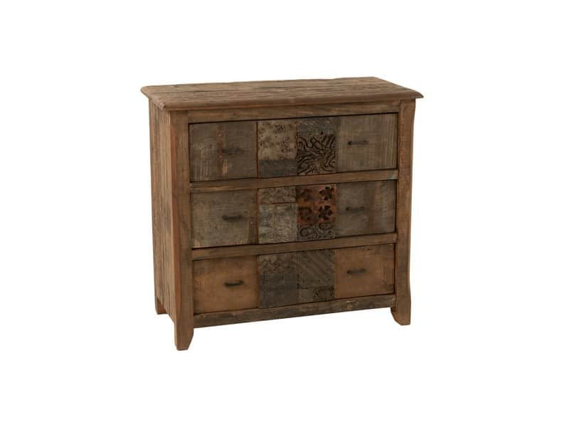 Antiqued wood chest of drawers pattern, Wood H 95 cm Commode design bois vieilli - Mobilier déco chic et tendance - Mobilier de salon - Meuble d'intérieur assise classique- Décoration d'intérieur - Déco confort- Maison feng shui - Cadeau crémaillère