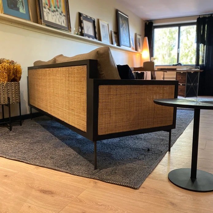 3-seater rattan and mango wood sofa in taupe fabric L 192 cm exotic (6) Canapé 3 places design rotin - Mobilier déco chic et tendance - Mobilier de salon - Meuble d'intérieur assise classique- Décoration d'intérieur - Déco confort- Maison feng shui - Cadeau crémaillère