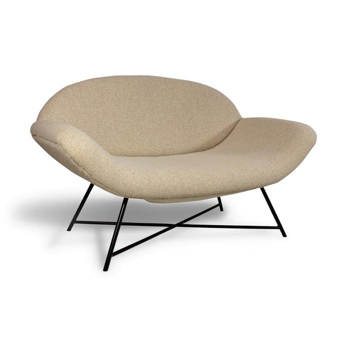 Vintage Duke armchair sofa in sandy terrycloth L 130 cm Meuble canapé Vintage - Fauteuil bouclette sable - Mobilier décoratif confort - Mobilier objet d'art - Sculpture ornement - Décoration d'intérieur - Déco détente - Maison feng shui - Cadeau crémaillère ou mariage