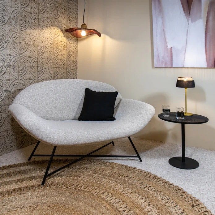 Vintage Duke armchair sofa in sandy terrycloth L 130 cm (2) Meuble canapé Vintage - Fauteuil bouclette sable - Mobilier décoratif confort - Mobilier objet d'art - Sculpture ornement - Décoration d'intérieur - Déco détente - Maison feng shui - Cadeau crémaillère ou mariage