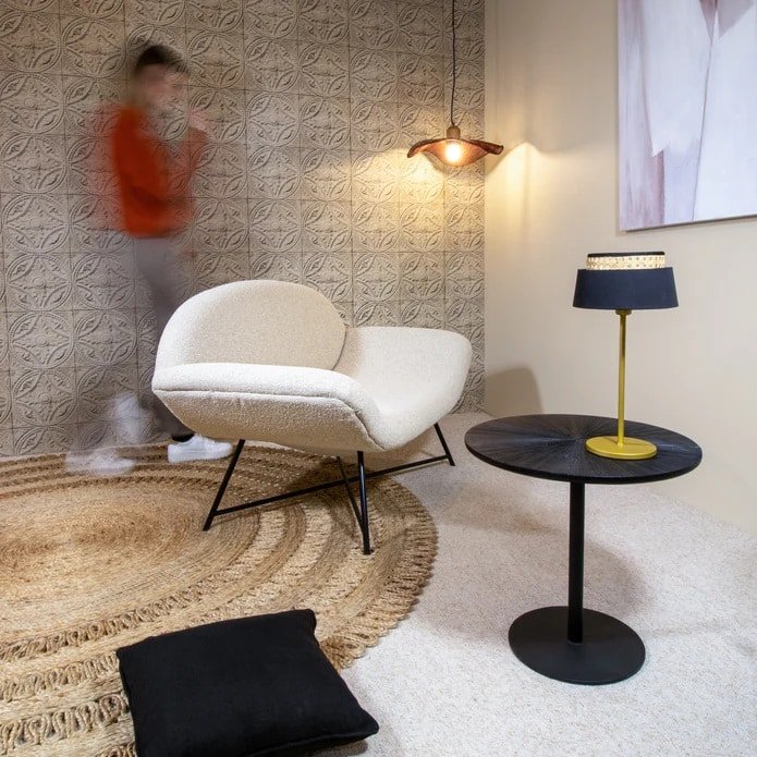 Vintage Duke armchair sofa in sandy terrycloth L 130 cm (3) Meuble canapé Vintage - Fauteuil bouclette sable - Mobilier décoratif confort - Mobilier objet d'art - Sculpture ornement - Décoration d'intérieur - Déco détente - Maison feng shui - Cadeau crémaillère ou mariage