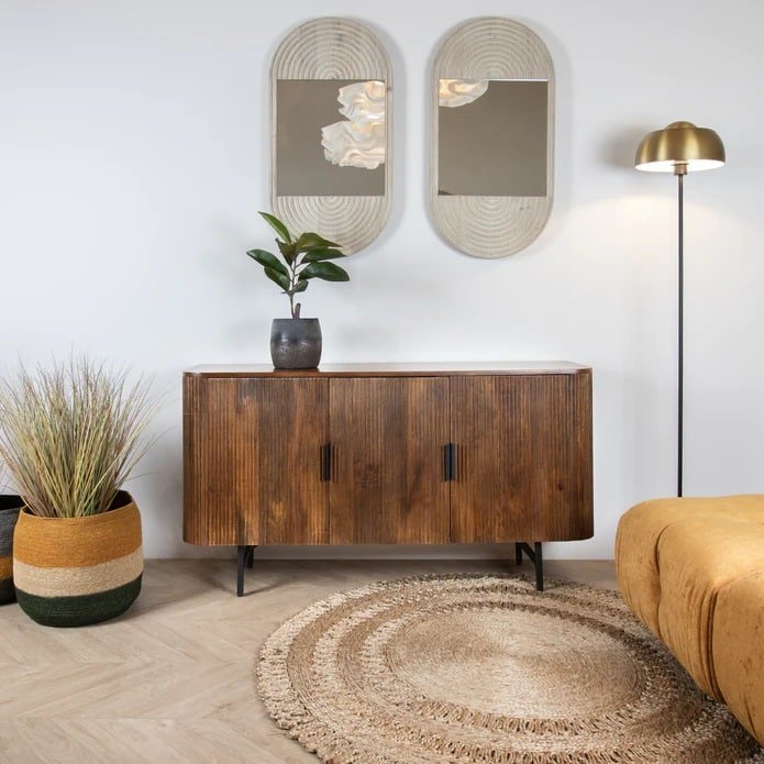 Meuble bahut iquitos 3 portes bois manguier L 140 cm (3)