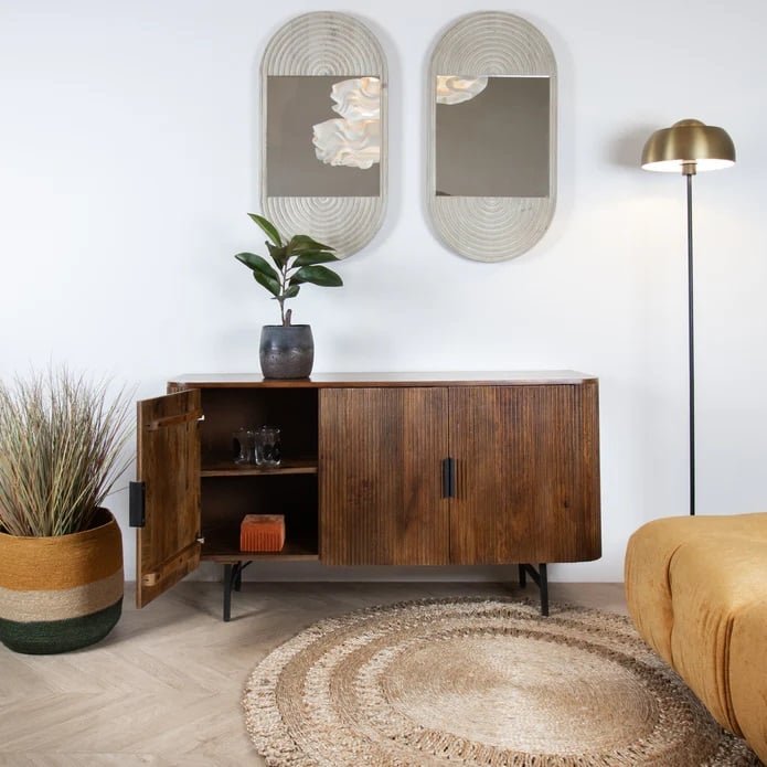 Meuble bahut iquitos 3 portes bois manguier L 140 cm (5)