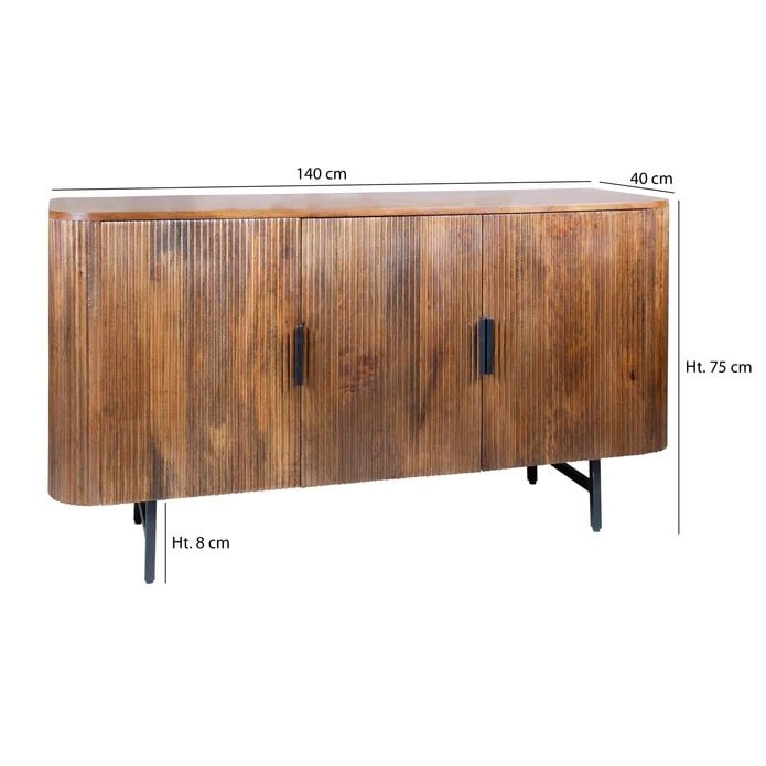 Meuble bahut iquitos 3 portes bois manguier L 140 cm (6)