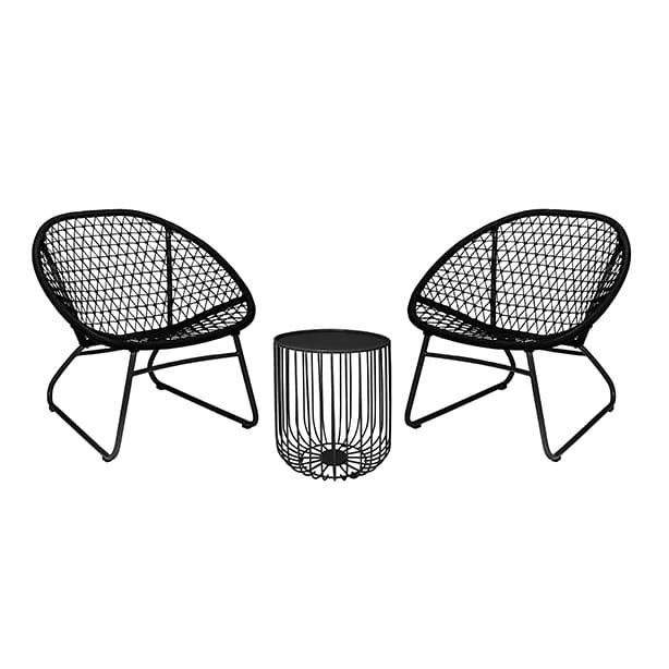 2-seater garden furniture and black coffee table Salon de jardin 2 places et table basse noir