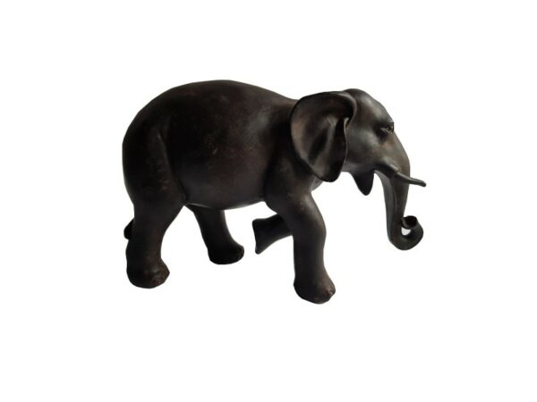 Statue éléphant en marche résine marron H 16 cm