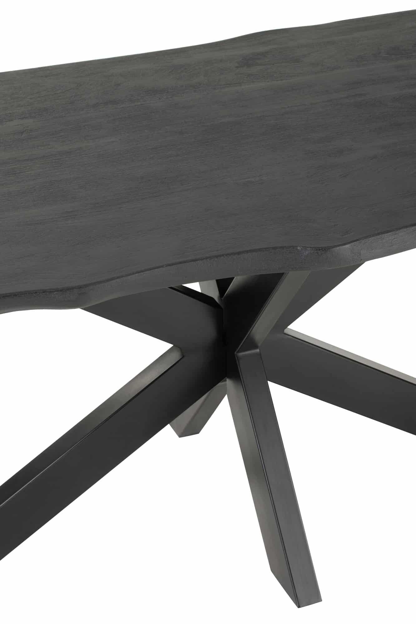 Black mango wood dining table Mikado steel base 200 cm (5) Table rectangle design bois noir - Mobilier déco chic et tendance - Meuble d'intérieur salle à manger - Décoration d'intérieur bois acacia - Déco confort - Maison feng shui - Cadeau crémaillère