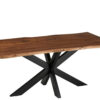 Table à manger design plateau bois acacia et pied acier mikado