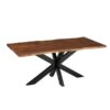 Table à manger design plateau bois acacia et pied acier noir