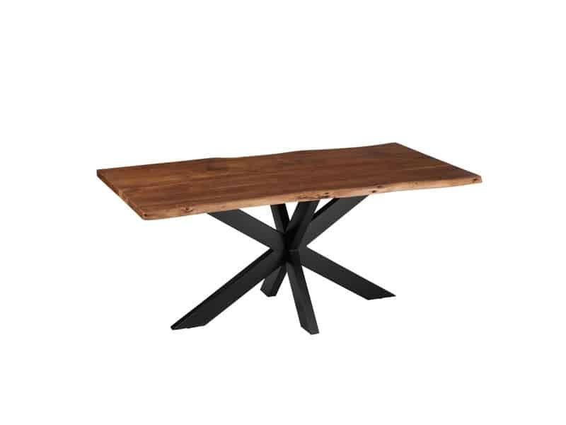 Designer dining table with acacia wood top and black steel leg Table rectangle design bois nature - Mobilier déco chic et tendance - Meuble d'intérieur salle à manger - Décoration d'intérieur bois acacia - Déco confort - Maison feng shui - Cadeau crémaillère