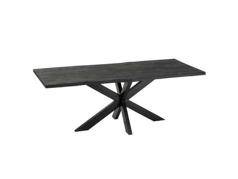 Designer dining table with black acacia wood top and steel base Mikado model Table rectangle design bois noir - Mobilier déco chic et tendance - Meuble d'intérieur salle à manger - Décoration d'intérieur bois acacia - Déco confort - Maison feng shui - Cadeau crémaillère