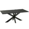 Table à manger design plateau noir bois acacia et pied acier mikado modèle