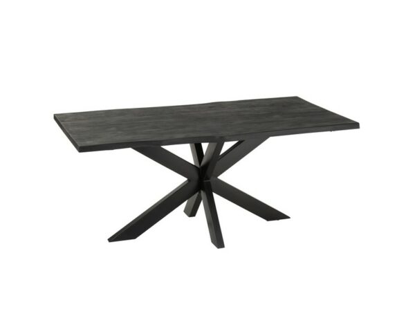 Table à manger design plateau noir bois acacia et pied acier mikado modèle