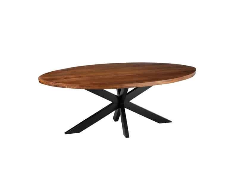 Oval dining table 210 cm design acacia wood top and black steel leg Table ovale design bois et acier - Mobilier déco chic et tendance - Mobilier de salon - Meuble d'intérieur salle à manger - Décoration d'intérieur bois - Déco confort- Maison feng shui - Cadeau crémaillère