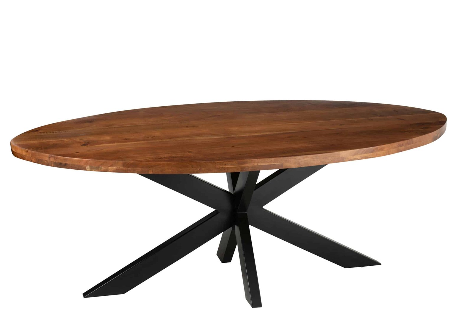 Oval dining table 210 cm design acacia wood top (2) Table ovale design bois et acier - Mobilier déco chic et tendance - Mobilier de salon - Meuble d'intérieur salle à manger - Décoration d'intérieur bois - Déco confort- Maison feng shui - Cadeau crémaillère