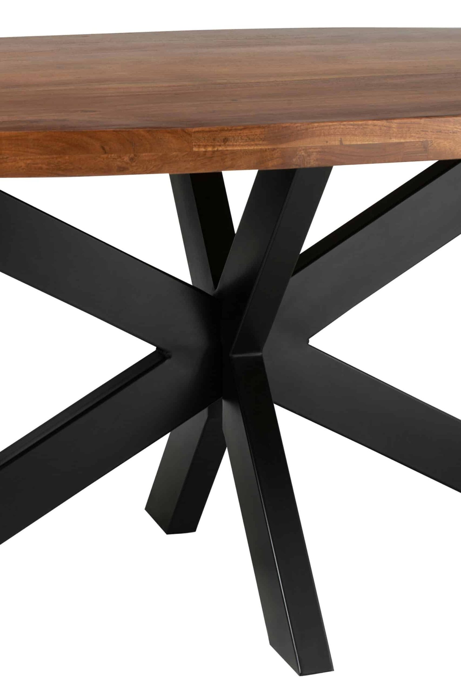 Oval dining table 210 cm design acacia wood top (5) Table ovale design bois et acier - Mobilier déco chic et tendance - Mobilier de salon - Meuble d'intérieur salle à manger - Décoration d'intérieur bois - Déco confort- Maison feng shui - Cadeau crémaillère