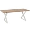 Table à manger plateau bois pied blanc acier Zig Zag 200 cm