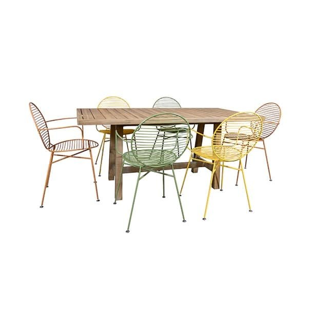 Acacia wood and wired metal garden table Table de jardin bois acacia et métal filaire
