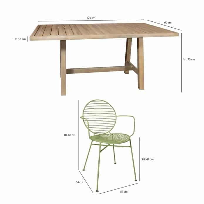 Saomad garden table acacia wood and wired metal (5)