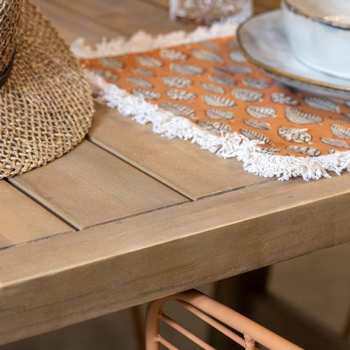 Saomad garden table in acacia wood and wired metal (6)